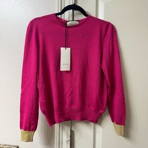 Gucci Pink Nilkshake Gold Sweater Size Medium NWT